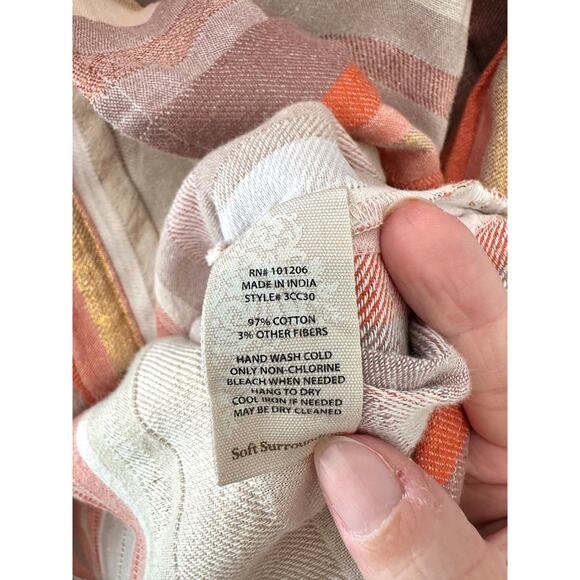 SOFT SURROUNDINGS | Petite Striped Button Front Top Cotton Long Sleeve | Large - Picture 6 of 6